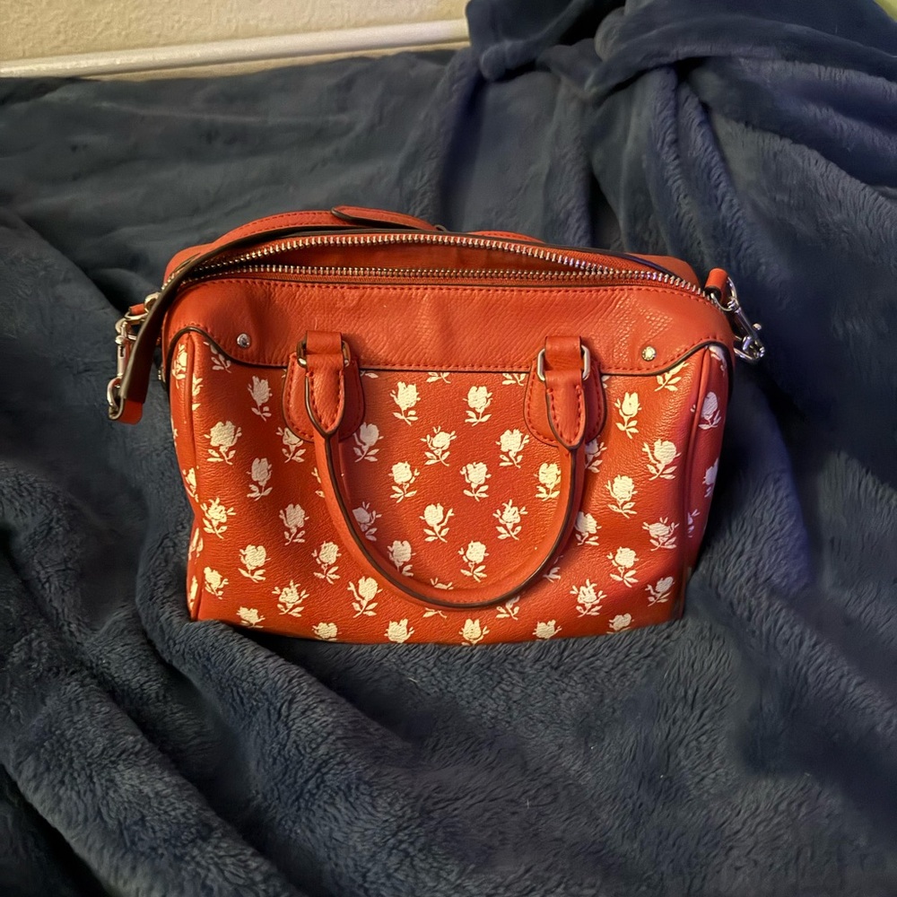 Coach Red Floral Satchel